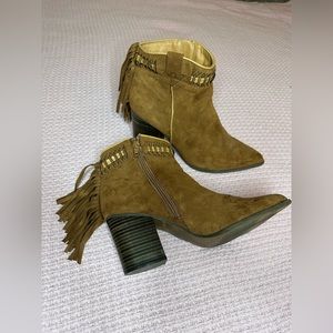 Suede Fringe Booties
